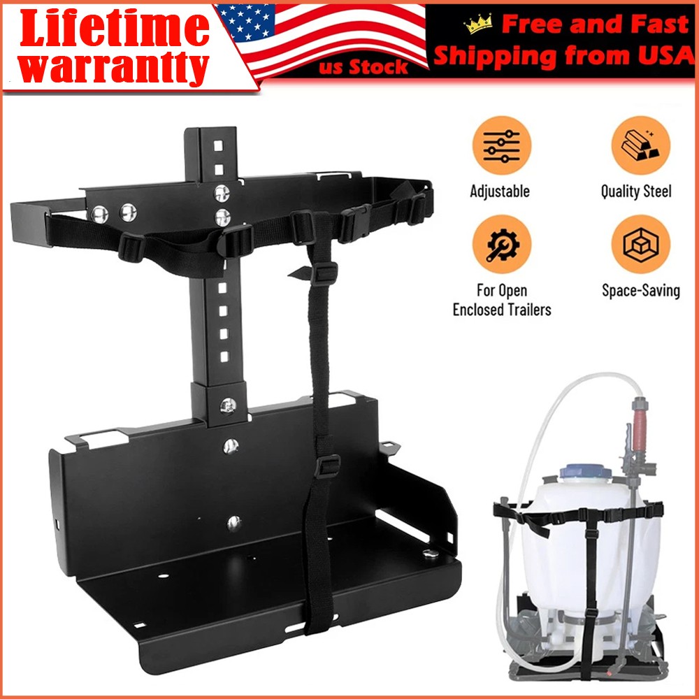 For Landscape Trailers/Enclosed Trailers Adjustable Backpack Sprayer Rack Black