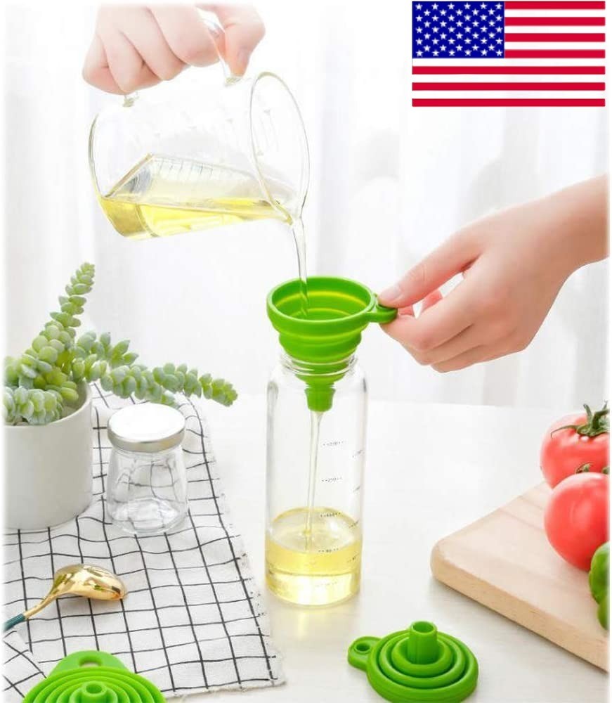 Foldable Kitchen Funnel Collapsible Food Graded Silicone Tool Liquid Transfer