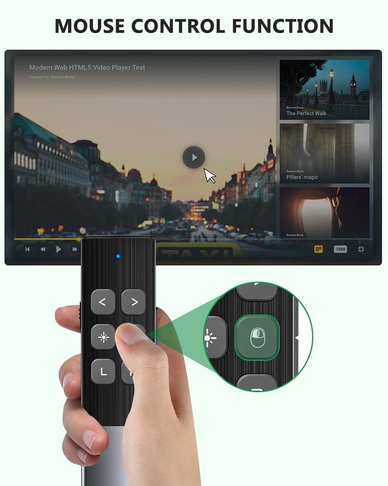 Wireless Rechargeable Presentation Clicker Remote Air Mouse Control Gyro Pointer