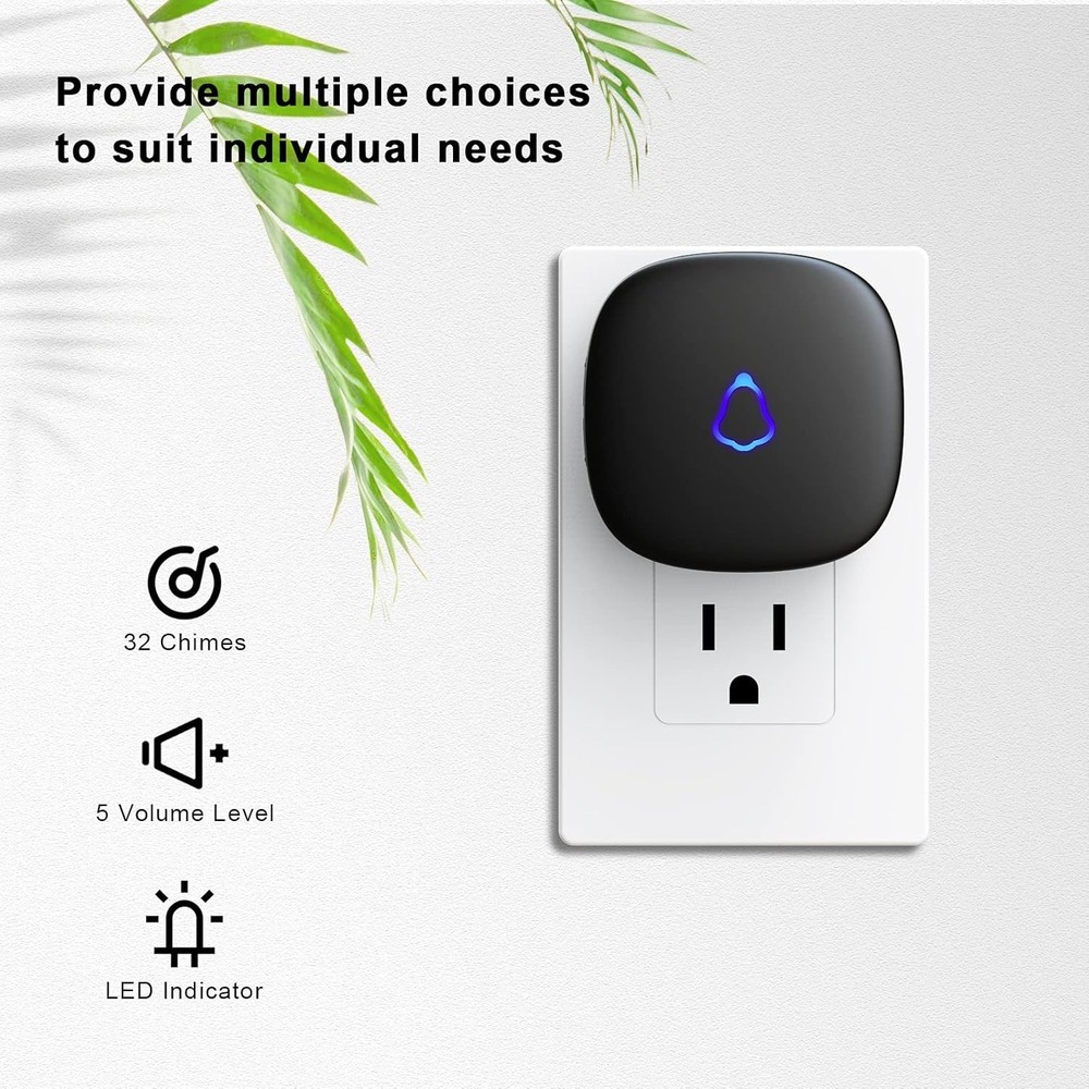 Wireless Doorbell, Easy installation, Waterproof, Adjustable Volume, 58 Chimes,