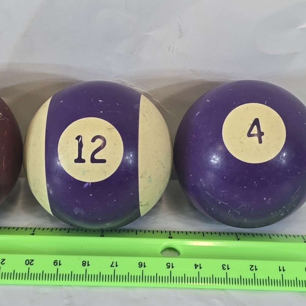 8 Vintage Replacement Pool Billard Balls 2 1/4" Diameter Vertical Stripes
