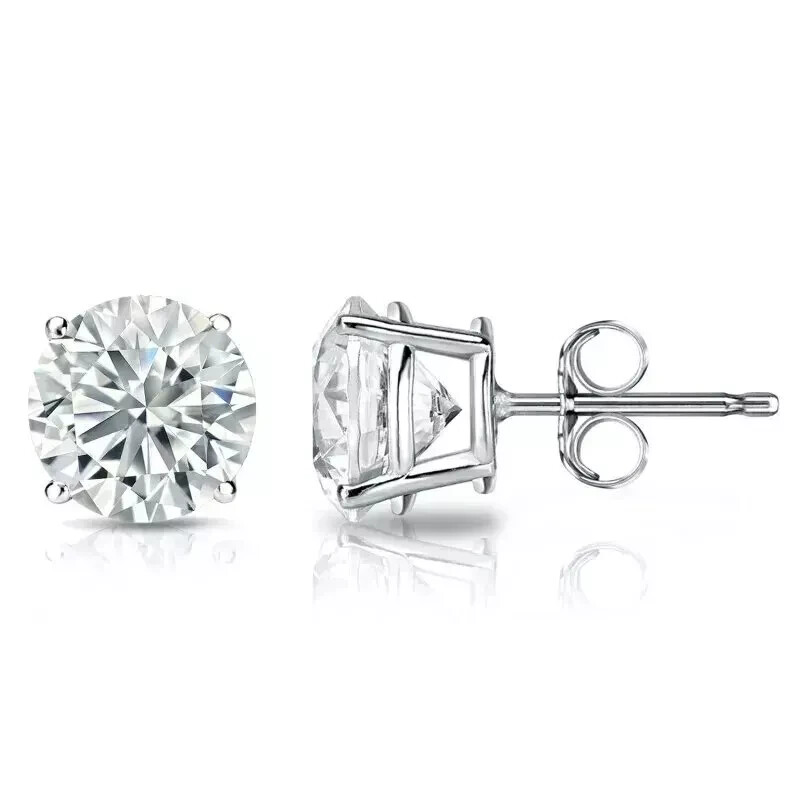 2.00 Ct D VVS2 Round Lab Grown Diamond Studs Push Back Platinum IGI Certified