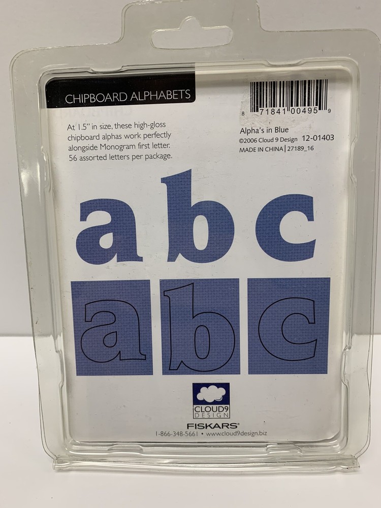 Cloud 9 MEADOW COLLECTION Chipboard Letters ALPHABET Alpha's in BLUE Lowercase