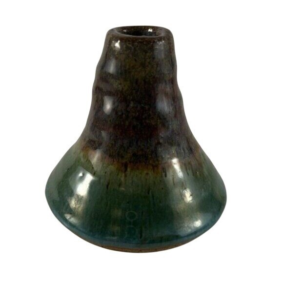 Incense Burner Holder Small Bud Vase Earthenware Green Boho Studio Art Pottery