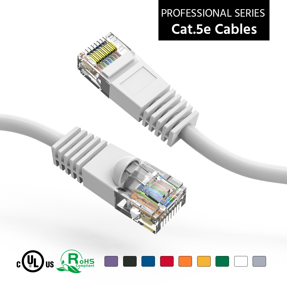 6Ft CAT5E UTP Ethernet Network Booted Cable White