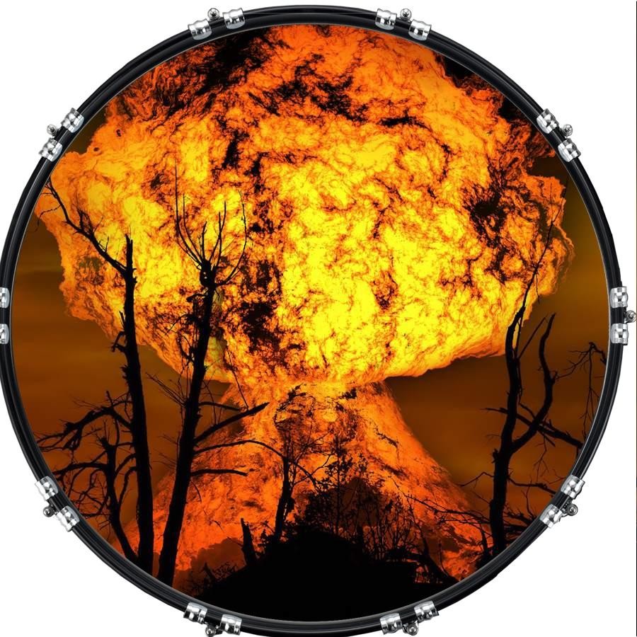 Custom 22" Kick Bass Drum Head Graphical Image Front Skin Explosive 4
