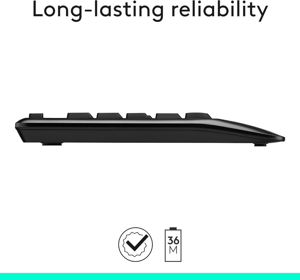Quiet Operation Wireless Keyboard & Mouse Set - Logitech MK345 for Home & Office