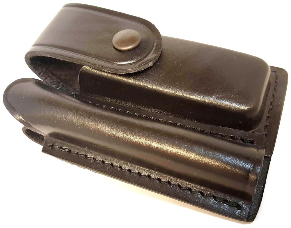 Black Leather Folding Blade Belt Holster Pouch
