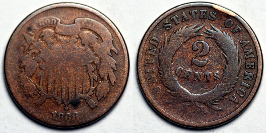 1868  Two  Cent Piece