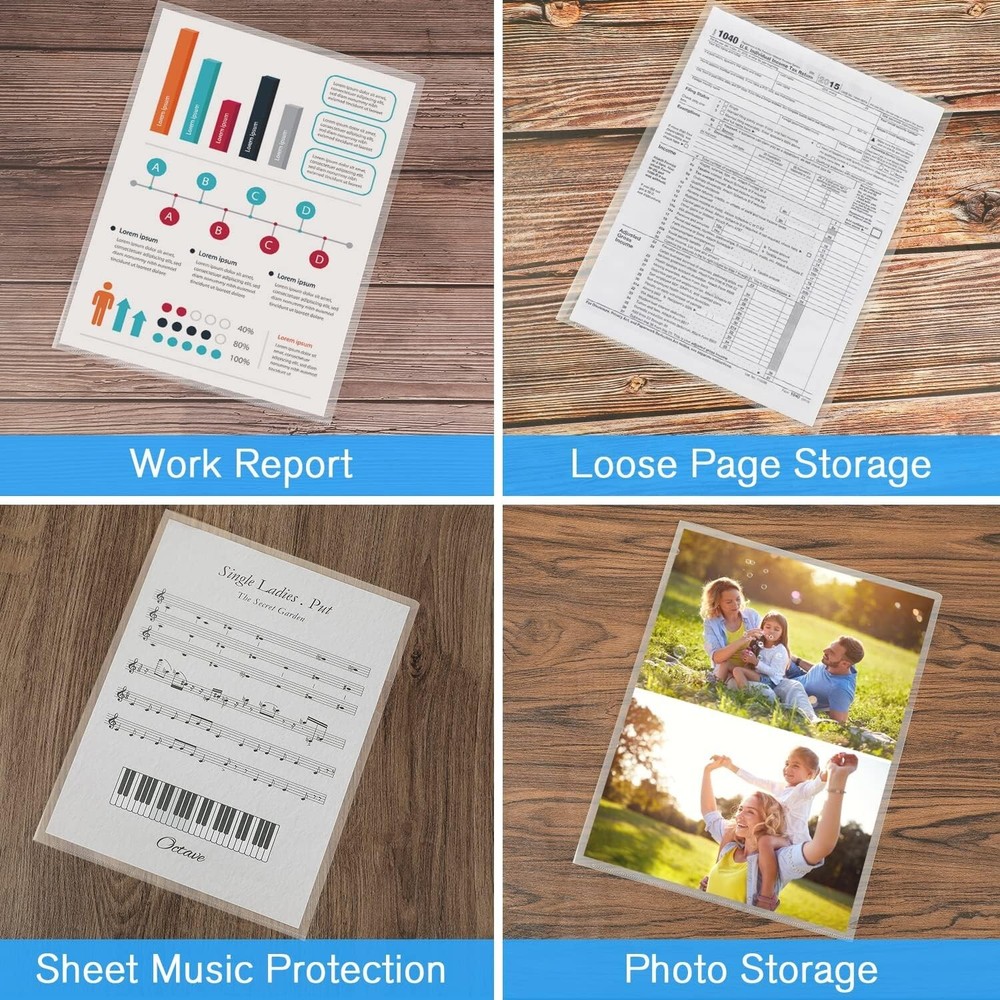 12PCS Plastic File Folder Clear Project Pocket Transparent Document Paper Jacket