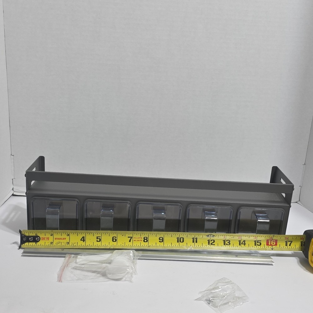 Gray 6-Compartment Wall Mounted Storage Bin Organizer