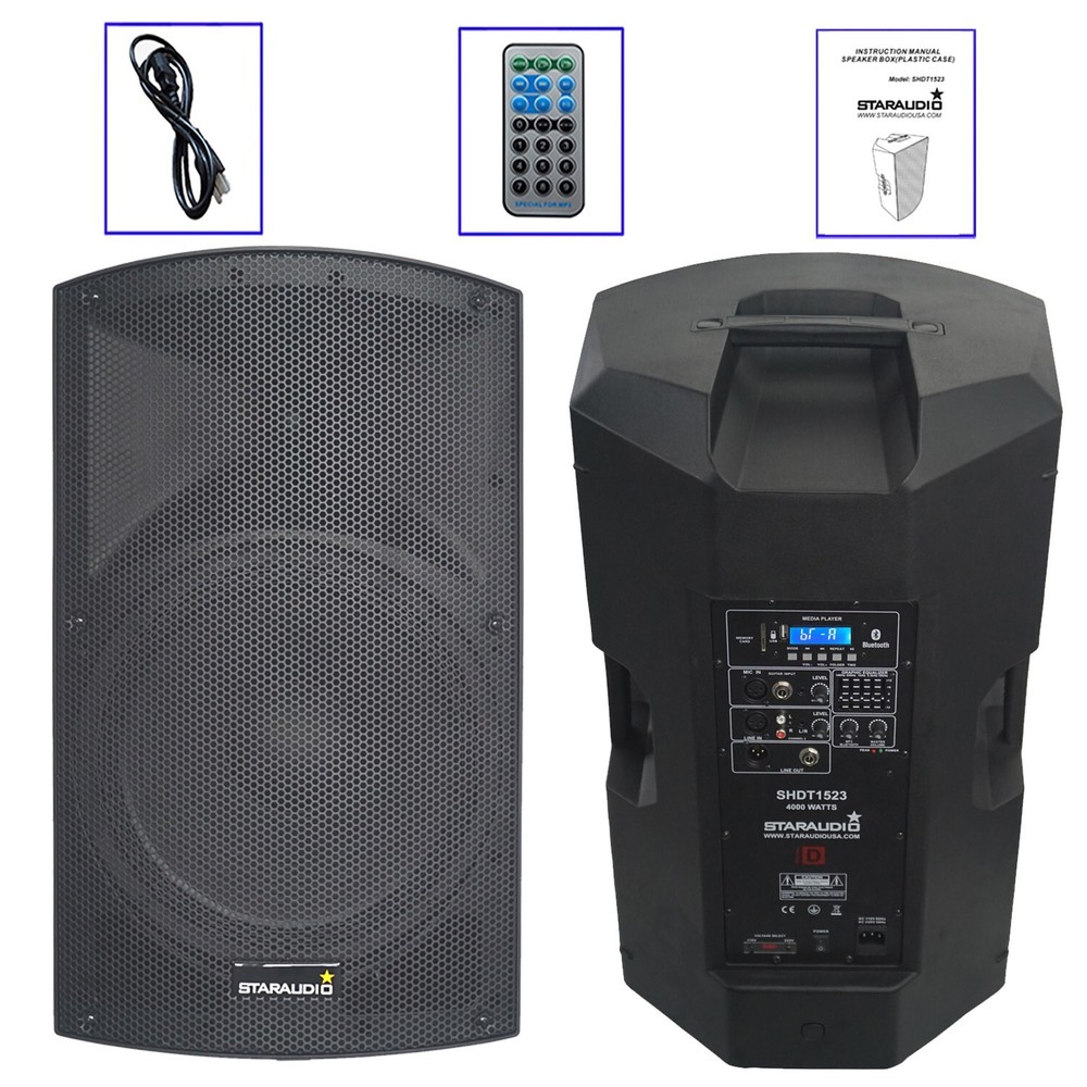 2-Way 15" PA Active DJs Speaker System 4000W Powered Karaoke Bluetooth Speaker