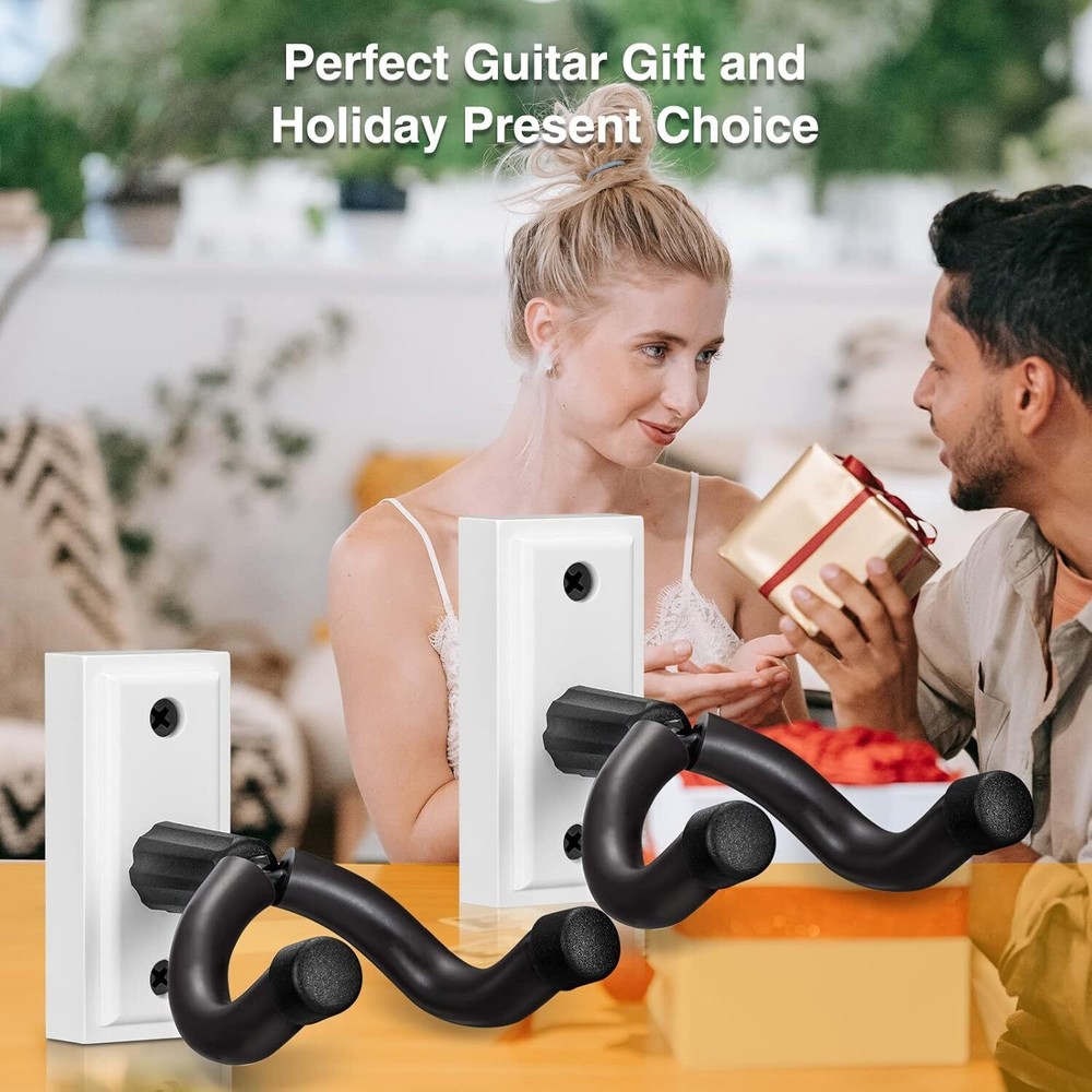 Guitar Wall Mount Hanger 2 Pack, Holder Hook Bracket White