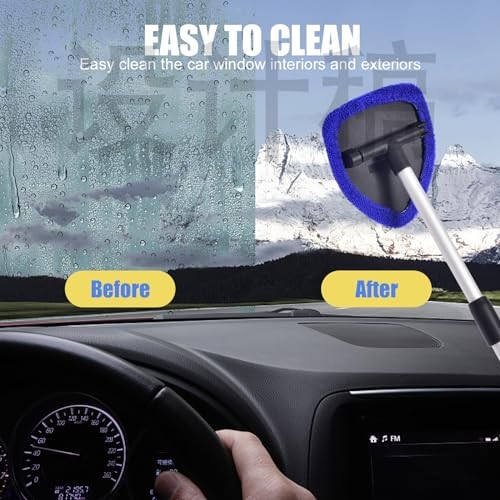Windshield Cleaner, Car Windshield Cleaning Tool with 3 Reusable and Blue1