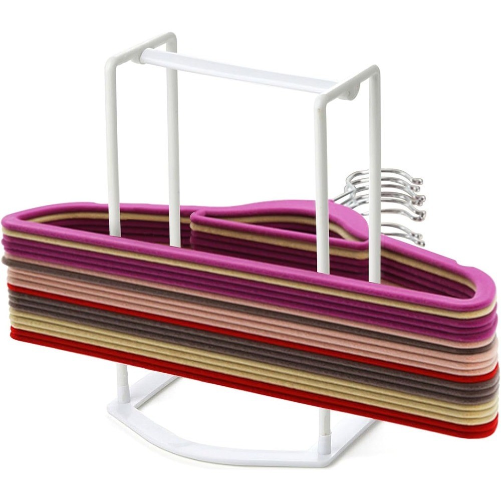 Portable Hanger Holder Stand Laundry Room Organizer Storage Rack White