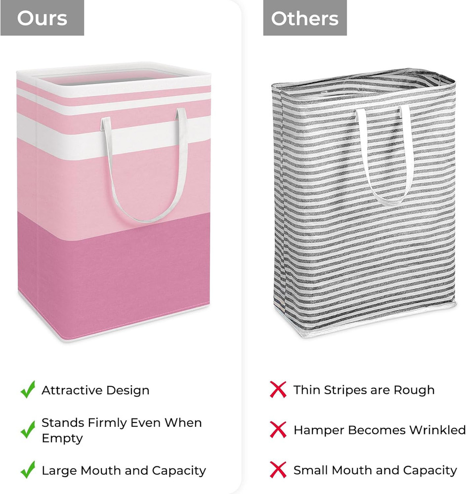 2 Pack Large Laundry Baskets, Waterproof, Freestanding Laundry Hampers, Collapsi