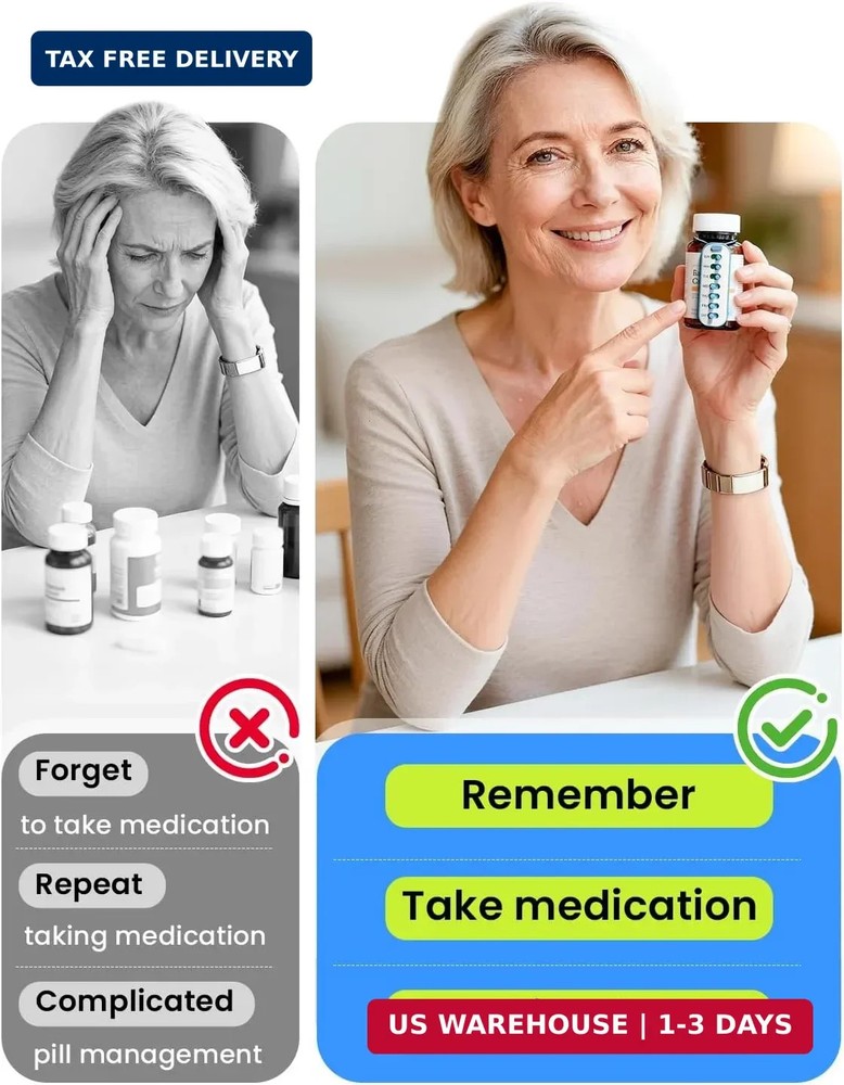 Odaro 2 Pack Pill Reminder, Lanyad or Sticker Pill Tracker, Work with Most Bottl