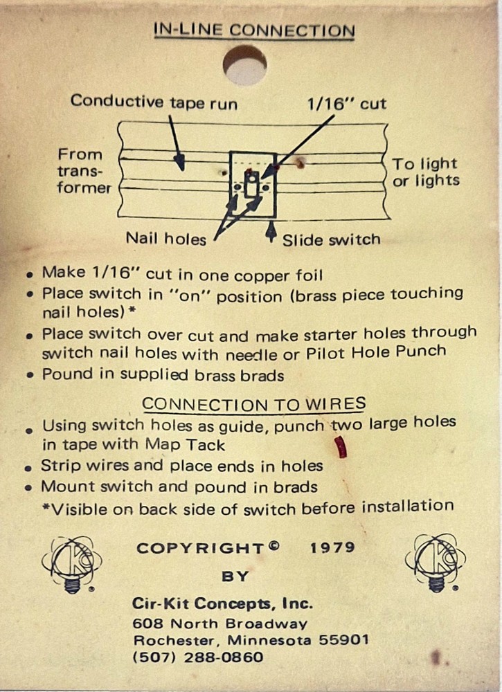 1/12th scale Dolls house WORKING Slide switch