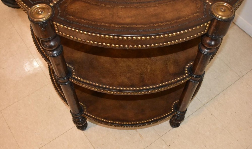 Maitland Smith 3-Tier Leather Top Table