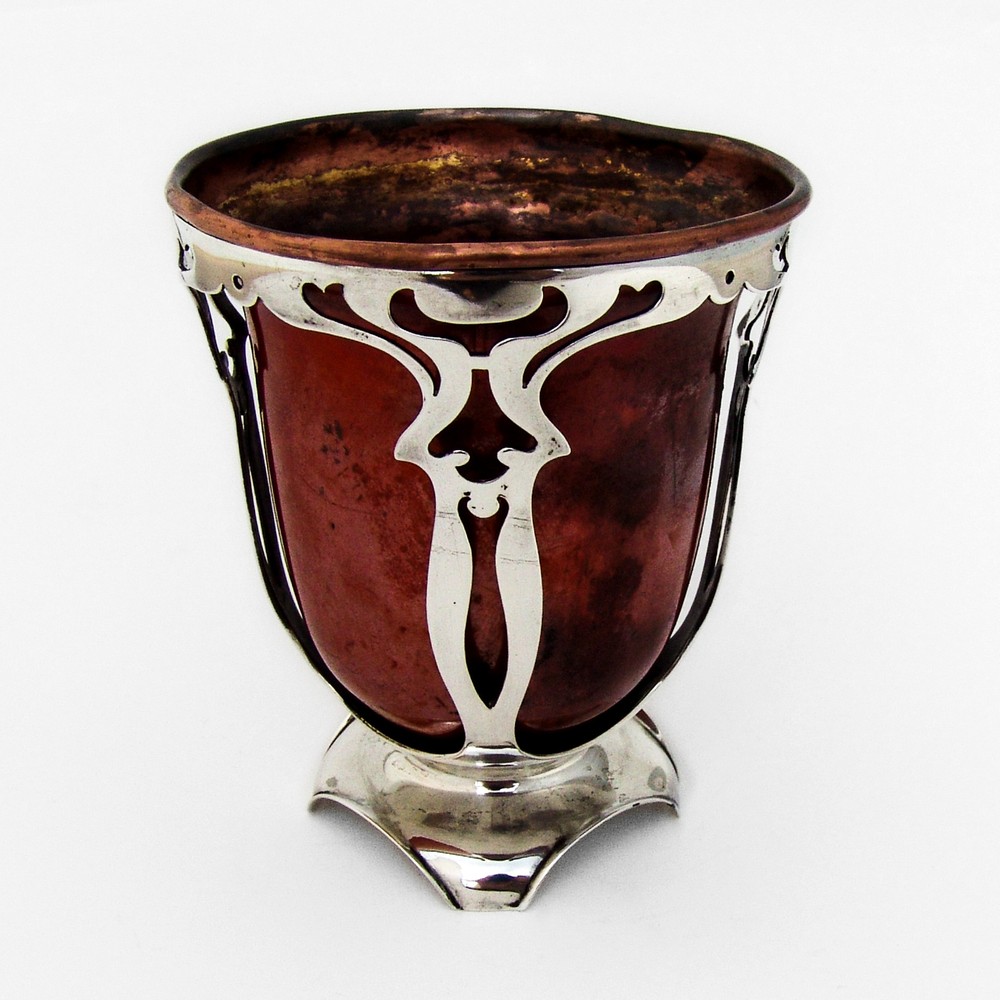 Gorham Athenic Footed Cup Cutwork Mixed Metal Sterling Silver