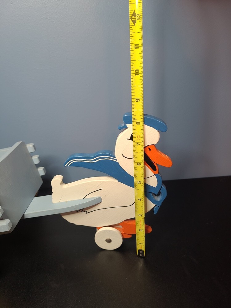 Vintage Duck Wooden l Pull Toy Easter Candy Container