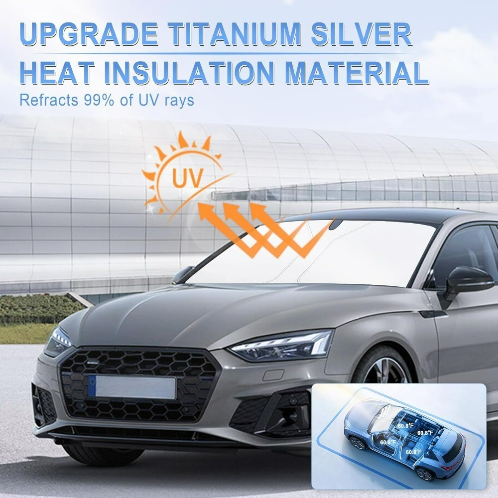 Foldable Reflective Universal Car Windshield Sun Shade with Overlapping Design
