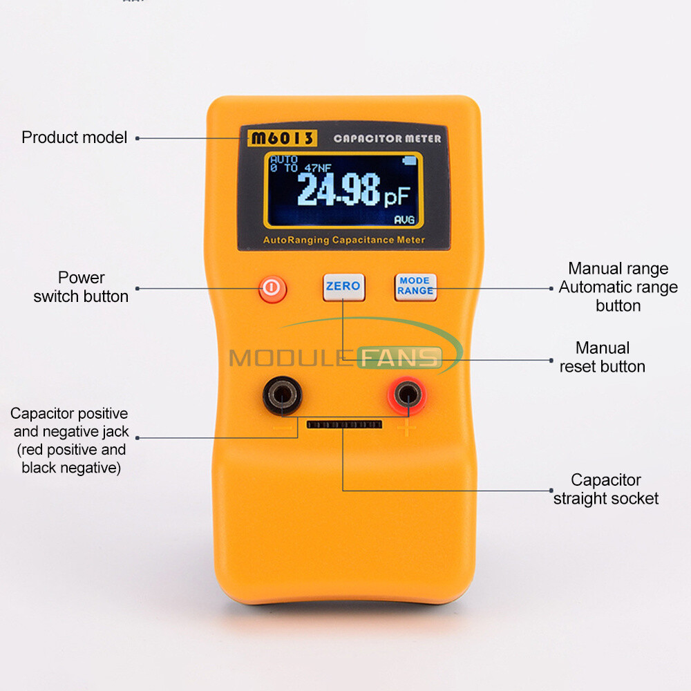 M6013 ESR Capacitance Ohm Meter Handheld Resistance Capacitor Circuit Tester