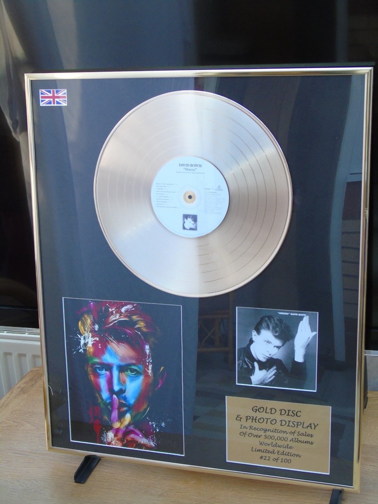DAVID BOWIE Large Framed Gold Disc Limited Edition