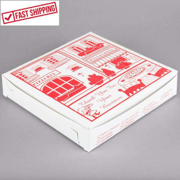 100 Pack Clay Coated Square Pizza Bakery Box Easy Stack Store Tuck Style Lid
