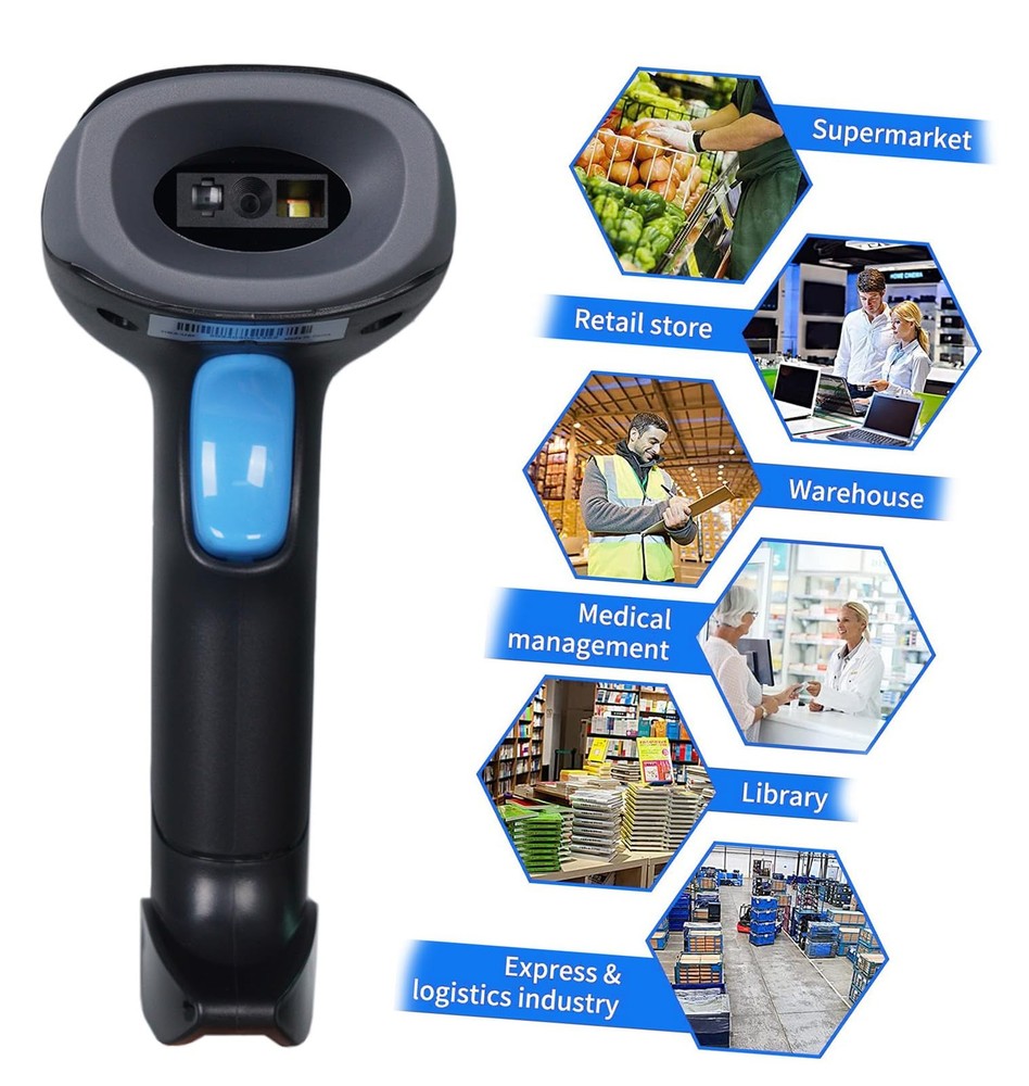 Rabitpos 1D 2D QR Barcode Scanner Wireless, Handheld Cordless Bar Codes...
