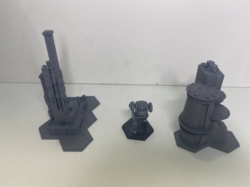 Small Sci-Fi Building with Hex Base x2, Tabletop War Game Terrain Battletech