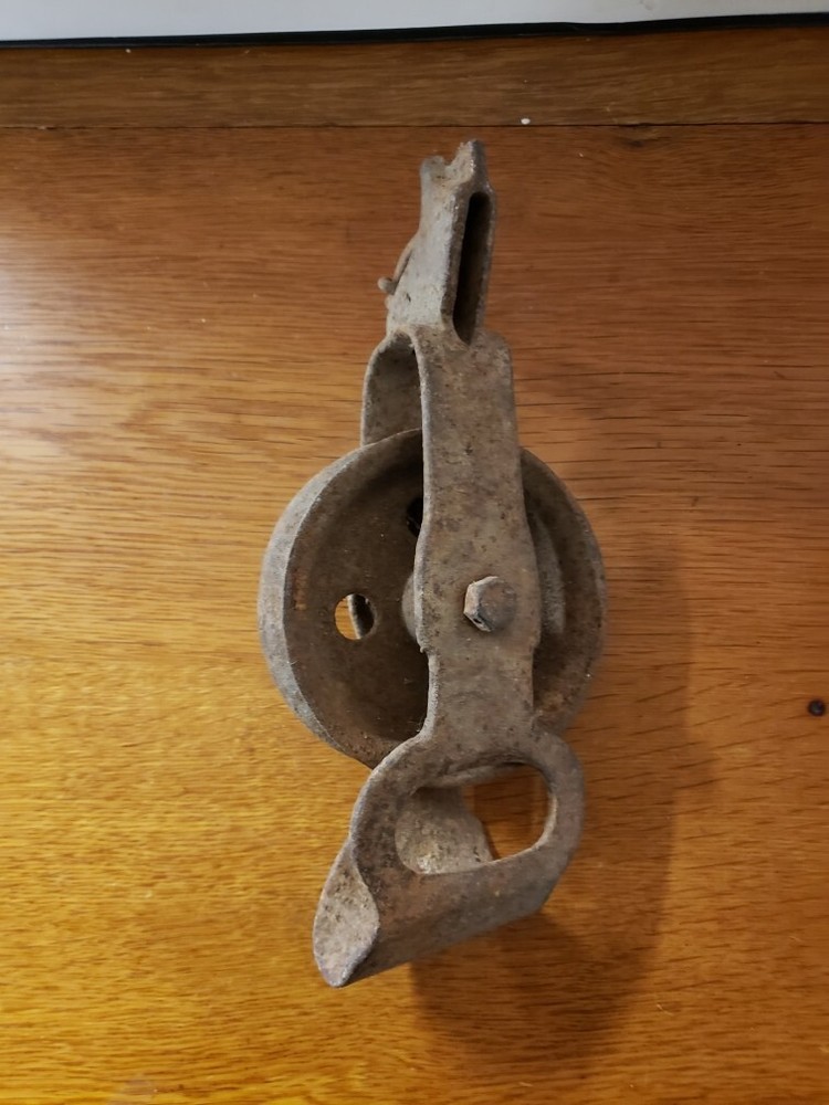 Antique Cast Iron Barn Pulley- Broken on One End