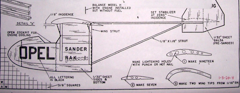 ROCKET PLANE PLAN & CONSTRUCTION ARTICLE for 28" Jetex Scale FF Model Airplane