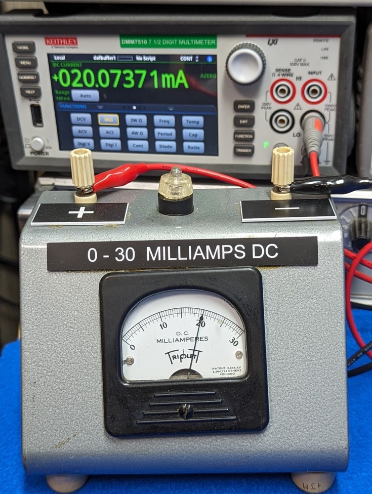 Triplett 30mA Panel Mount Ammeter in custom case, working