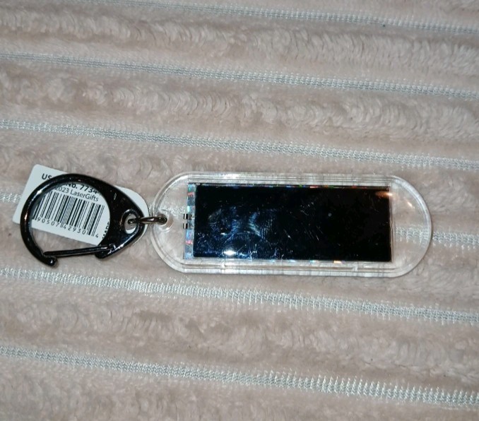 Acrylic Blinking Solar Powered Keychain 4.25” Long w/Snap Keyring, #1 SON