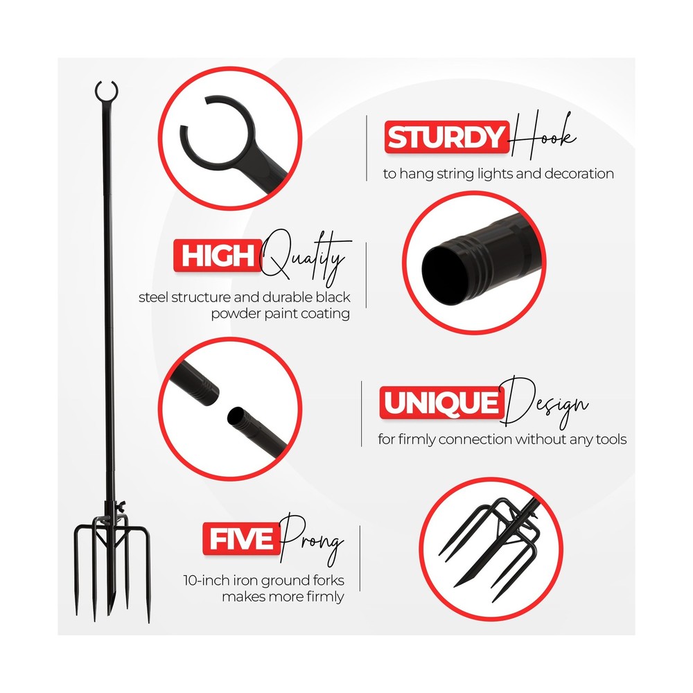 Utopia Home 4 Pack String Light Poles 9FT, Light Poles for Outside String Lig...
