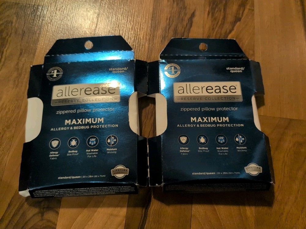 2 AllerEase Maximum Protection Zippered Pillow Protector
