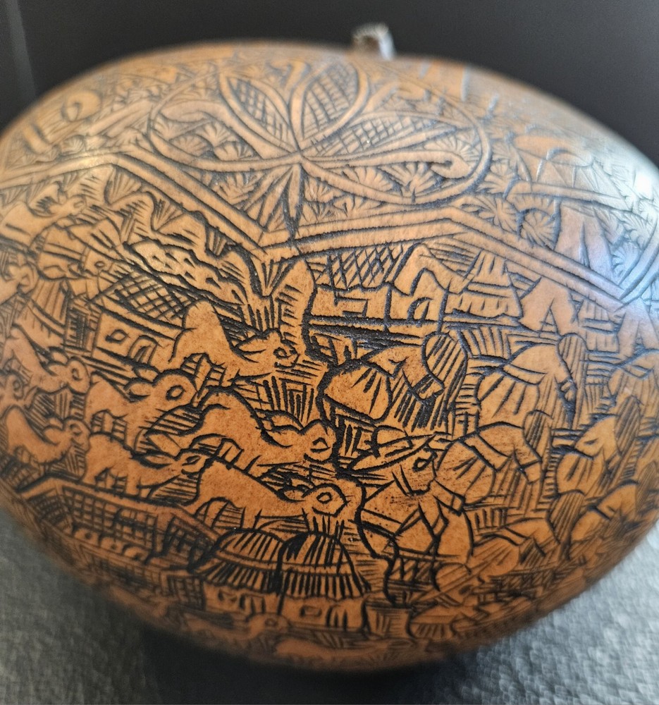 Hand Carved Amazon Storytelling Gourd