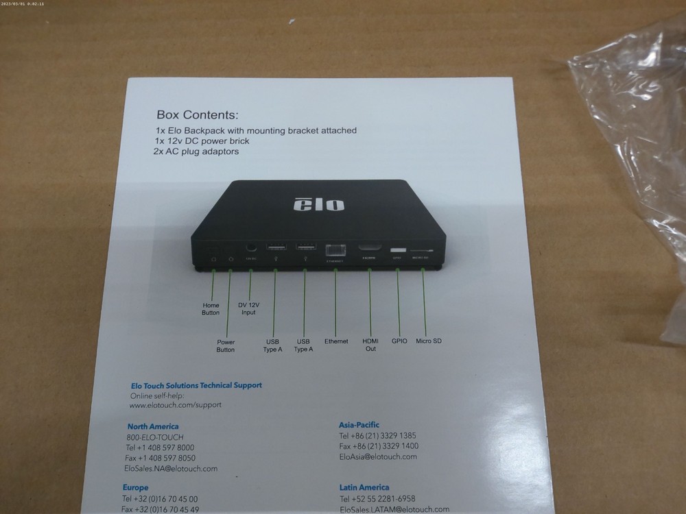 Elo Backpack E901355 EloView Engine Mini PC POS Player HDMI USB LAN w/ Power