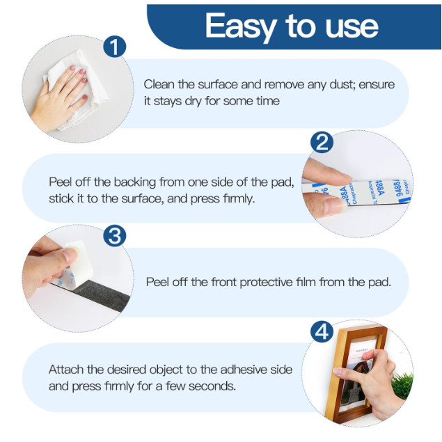 60Pcs Double Sided Adhesive Pads Heavy Duty Mounting Foam Tape Rectangular Wall