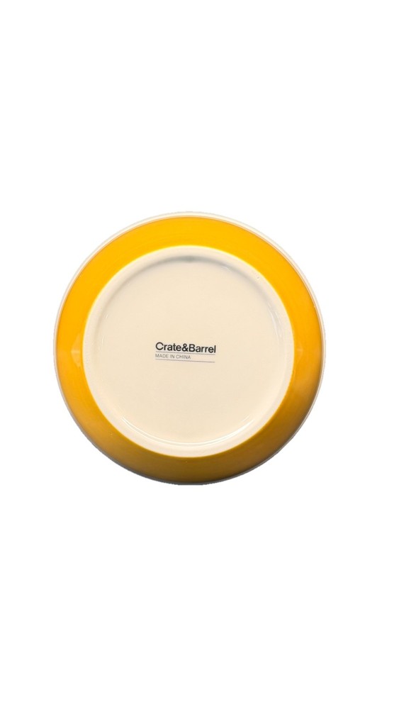 Crate & Barrel Ceramic Nesting Mixing Bowl Yellow 6 5/8”