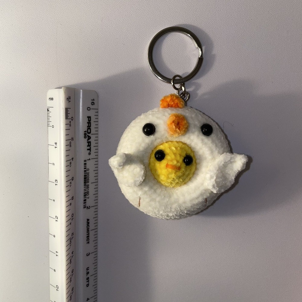 Chicken with Yolk Soft Crochet Keychain