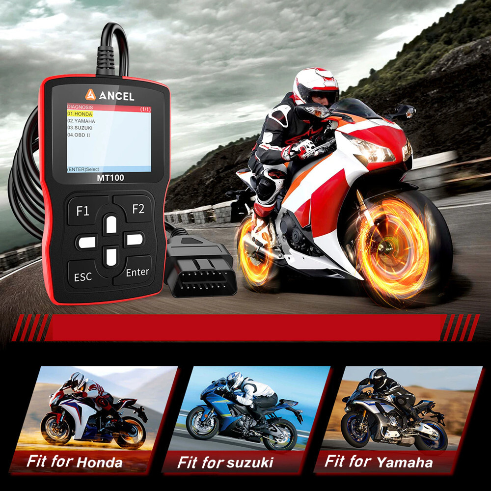MT100 Motorcycle Diagnostic Tool Motor Engine Check Code Reader OBD2 Scanner