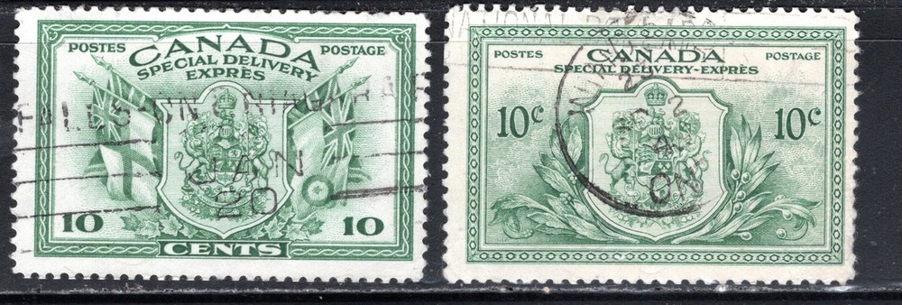 Canada Stamp Scott #E10, E11, 10c, Special Delivery, Used, SCV$3.25