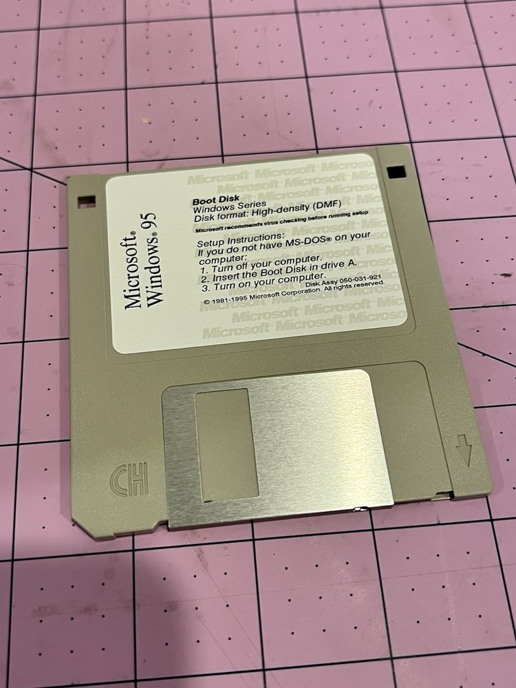 Microsoft Windows 95 Setup Boot Disk  (3-1/2" Floppy Disk) Tested & Working!