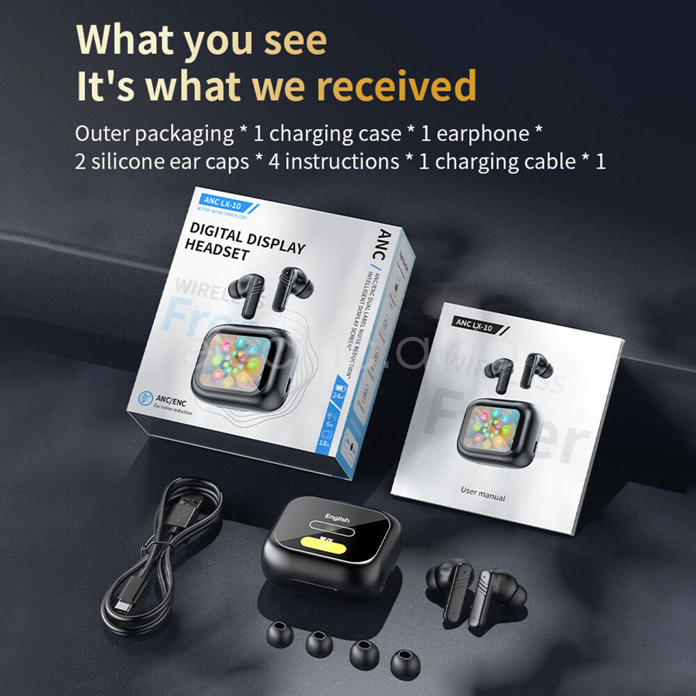 Bluetooth 5.4 Earphone Full Touch Screen TWS Wireless Earbuds Noise Reduction