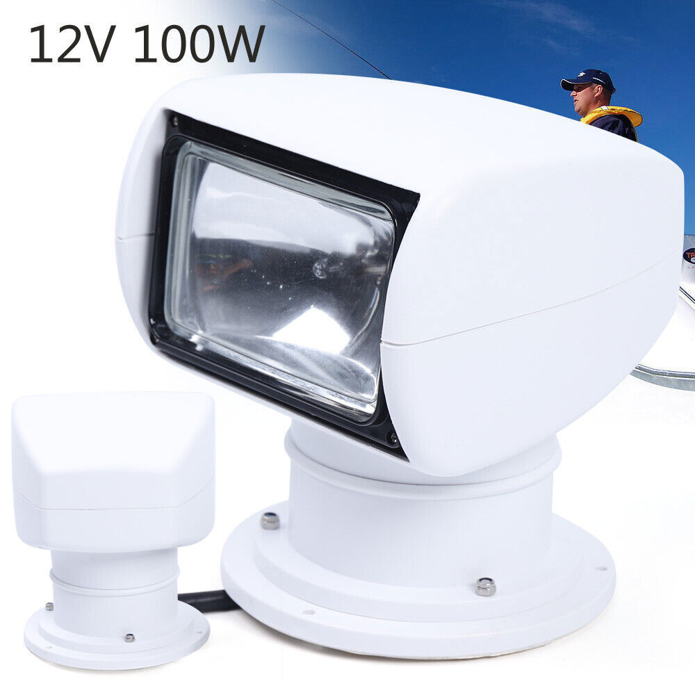 100W Boat Search Light Remote Control Marine Spotlight 360 Rotate 2500LM 12V