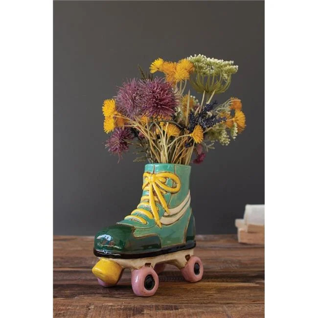 Kalalou CDV2301 Ceramic Roller Skate Planter Multi Color