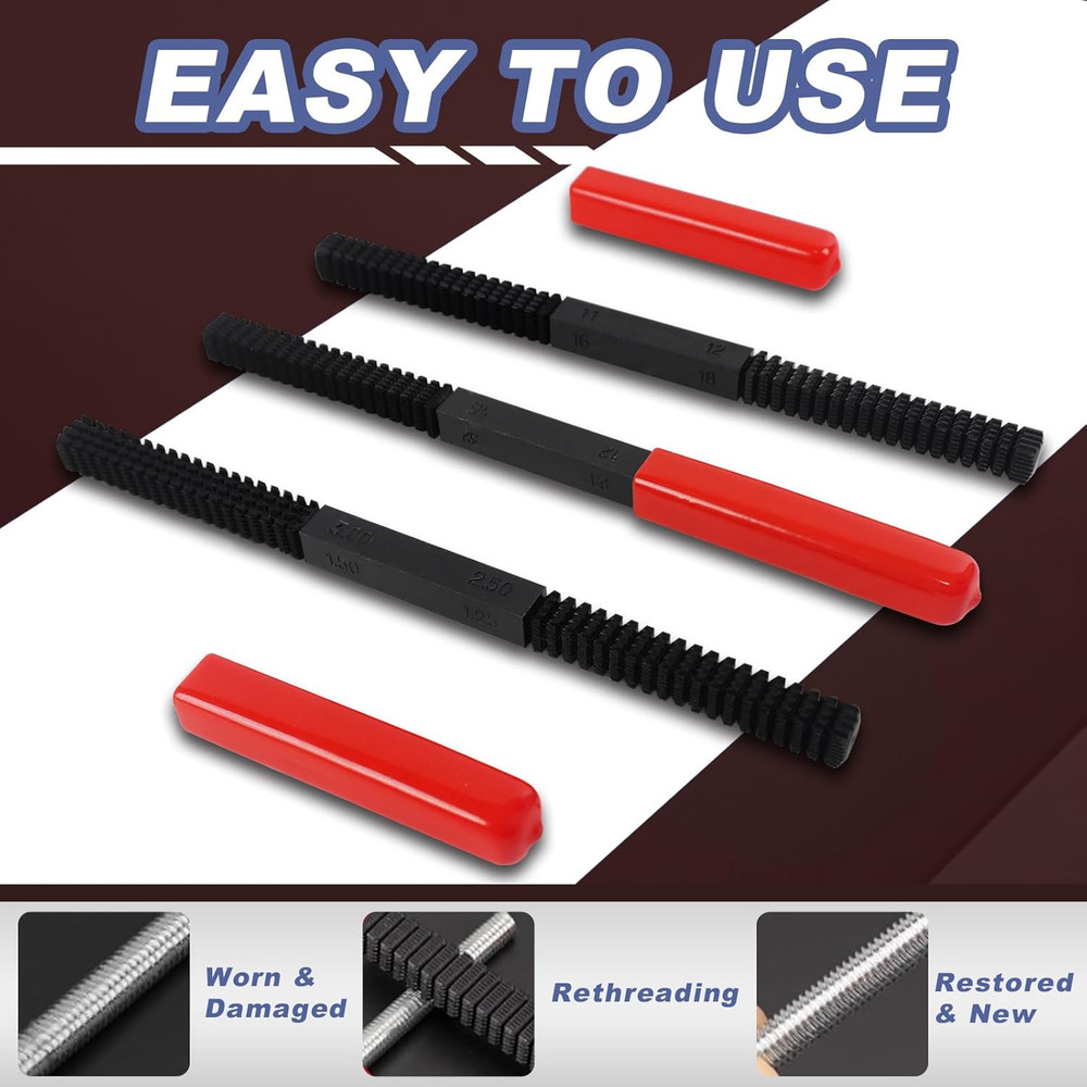 3Pcs Thread File Set, Thread Restorer File Set, Thread Restoring Chaser Files...