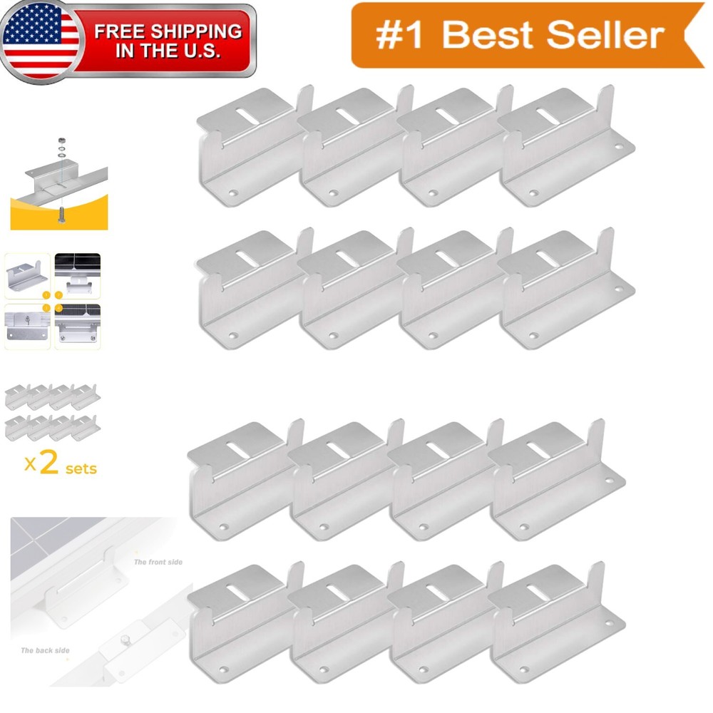 Lightweight Anodized Solar Panel Z Brackets - 16 Units for Off-Grid Applications